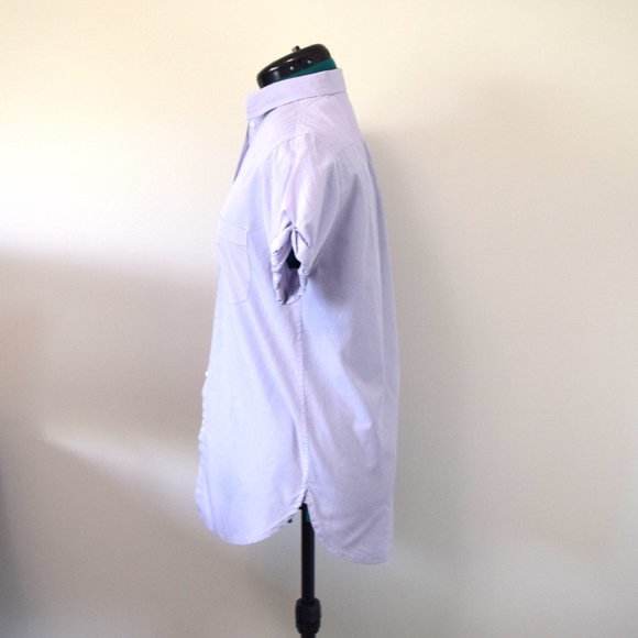 Aritzia Blue/Purple Striped Boyfriend Fit Short Sleeve Button Down - Picture 5 of 6